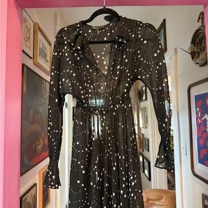 Maje Black Star Pattern Sheer Dress